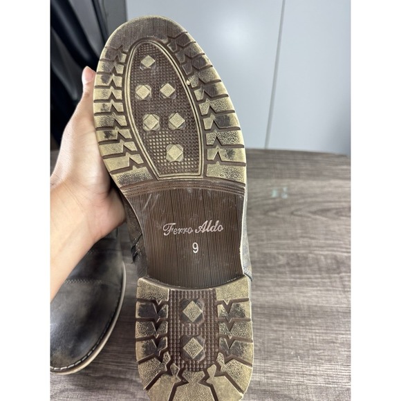 Ferro Aldo Blaine Casual Brogue Mid-Top Lace-up side zip Boots US 9 Grey Gray - Picture 4 of 7